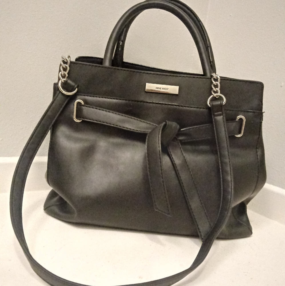 Nine west womens leather black handbag